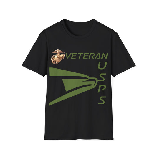 Postal Worker USPS Marine Coprs Vet Olive Green Unisex Softstyle T-Shirt