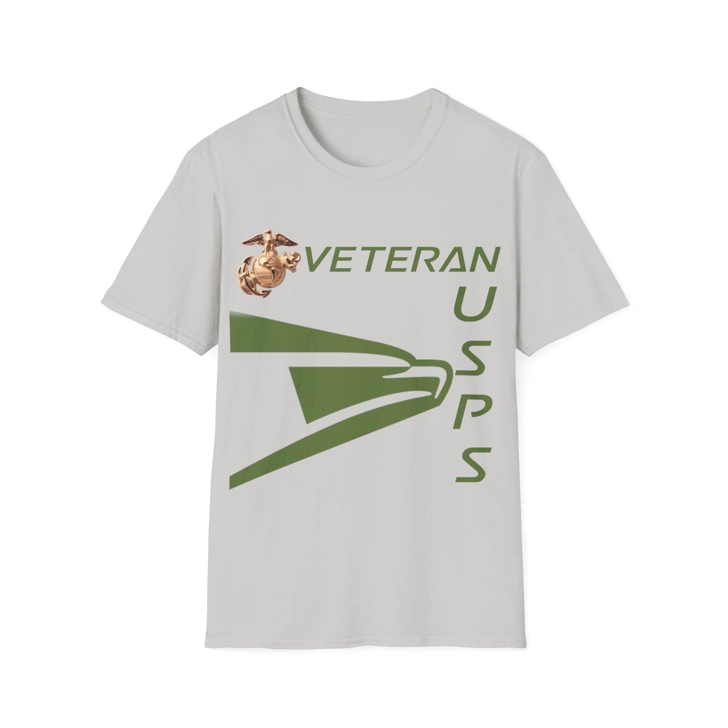 Postal Worker USPS Marine Coprs Vet Olive Green Unisex Softstyle T-Shirt
