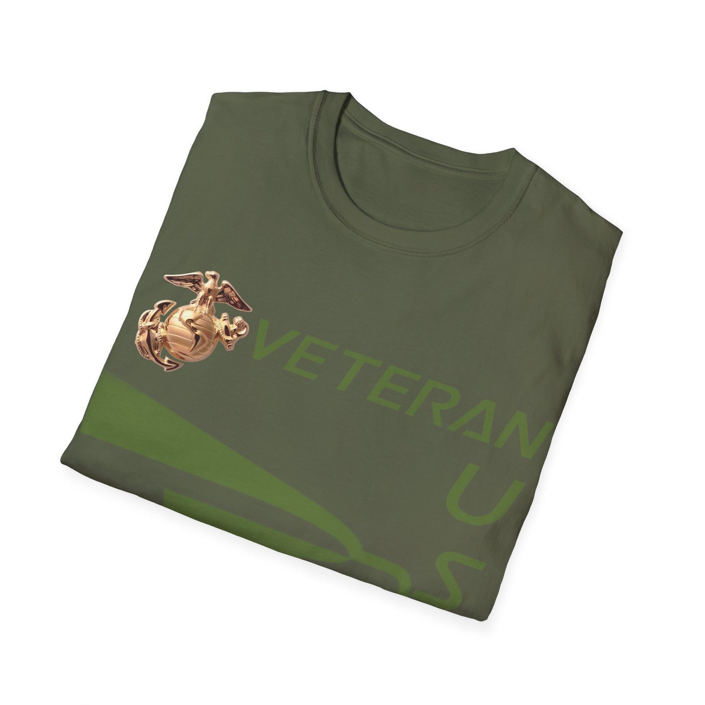 Postal Worker USPS Marine Coprs Vet Olive Green Unisex Softstyle T-Shirt