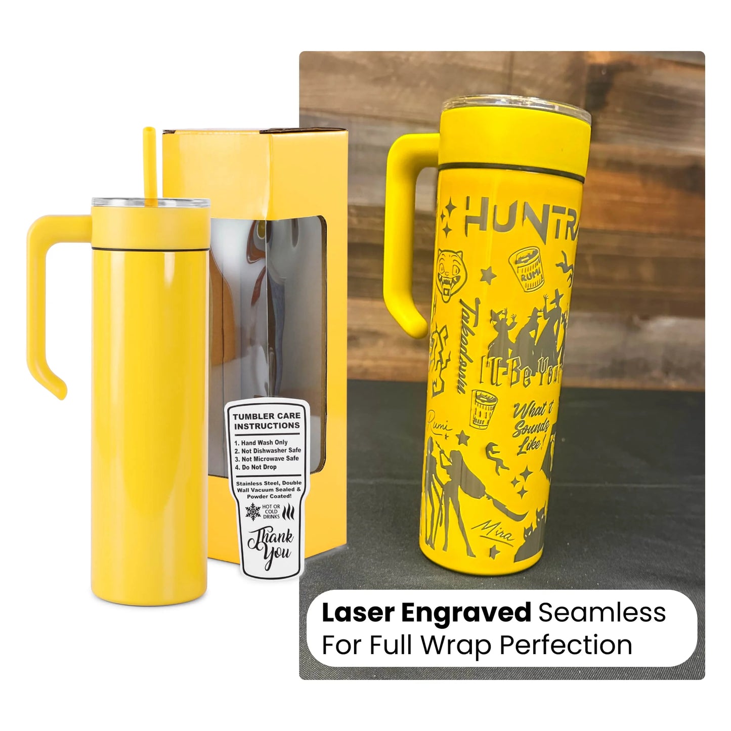 Laser Engraved Personalized 20oz Tumbler With Handle, Lid, & Straw