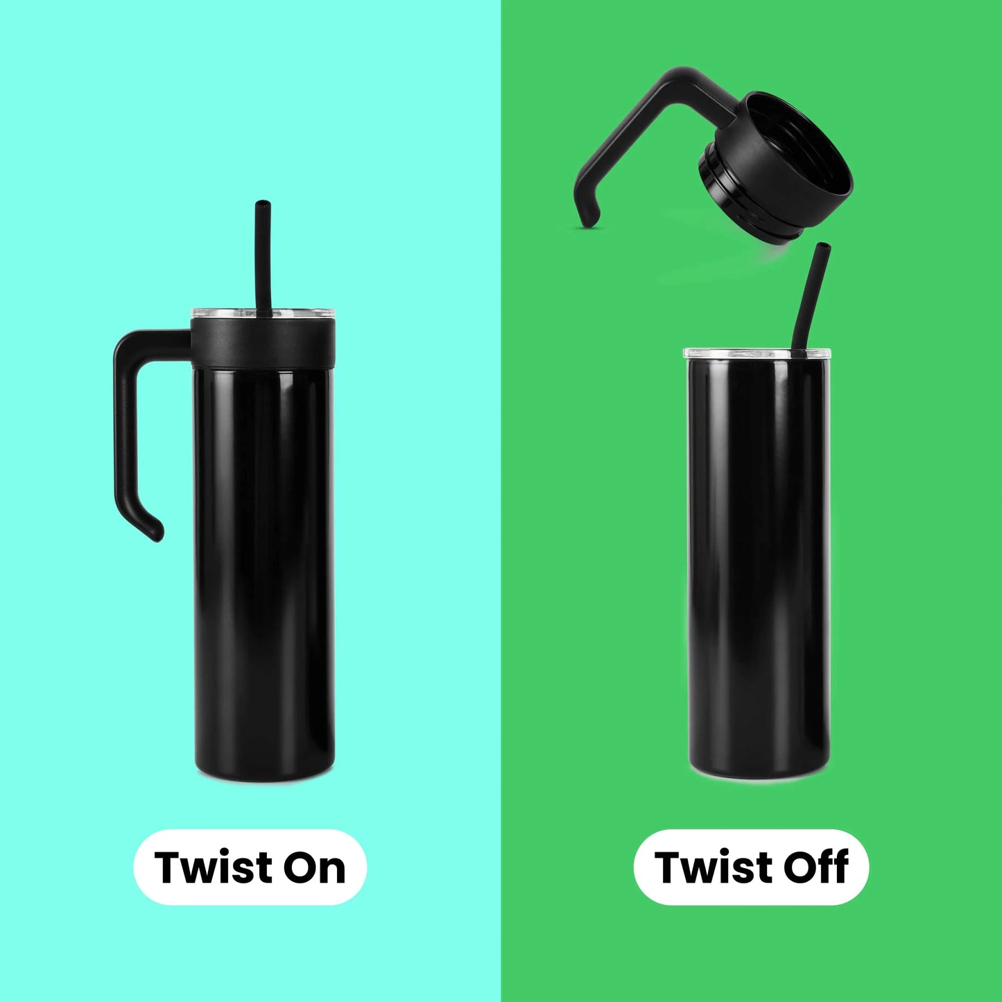 Laser Engraved Personalized 20oz Tumbler With Handle, Lid, & Straw