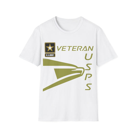 Postal Worker USPS Army Vet Olive Green Unisex Softstyle T-Shirt