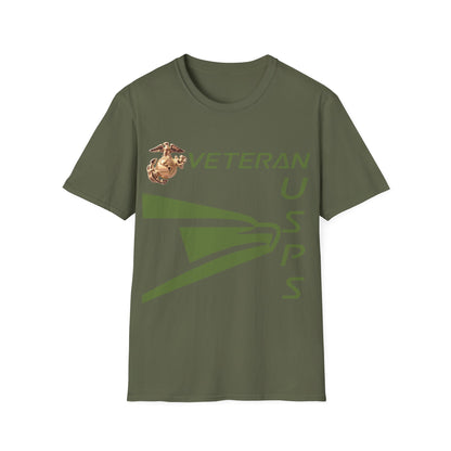 Postal Worker USPS Marine Coprs Vet Olive Green Unisex Softstyle T-Shirt