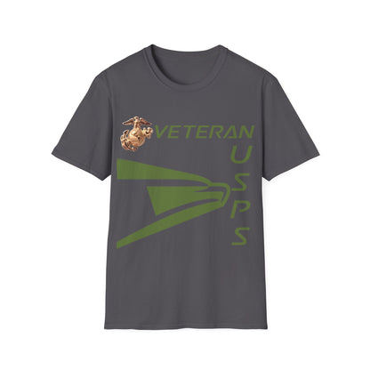 Postal Worker USPS Marine Coprs Vet Olive Green Unisex Softstyle T-Shirt