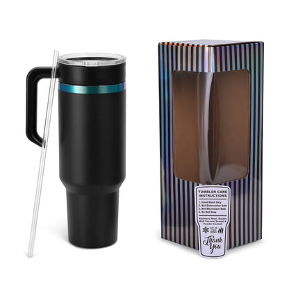 Laser Engraved Personalized 40oz (PLATED) Tumbler With Handle, Lid, & Straw