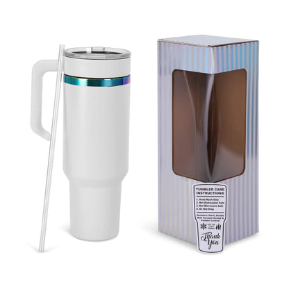Laser Engraved Personalized 40oz (PLATED) Tumbler With Handle, Lid, & Straw