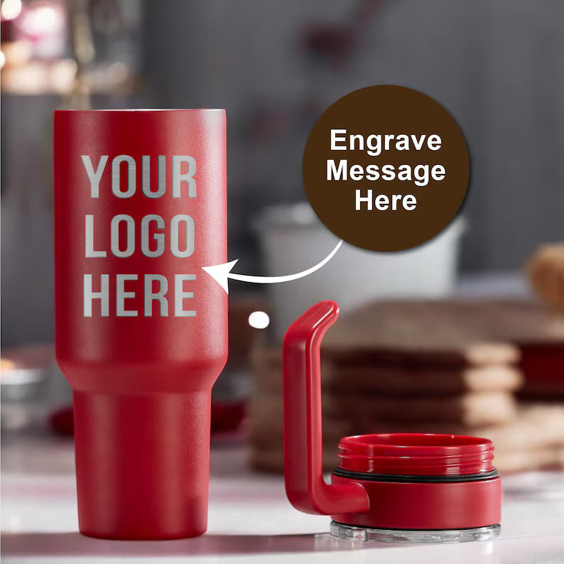 Laser Engraved Personalized 30oz/40oz Tumbler With Handle Lid & Straw