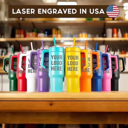 Laser Engraved Personalized 30oz/40oz Tumbler With Handle Lid & Straw